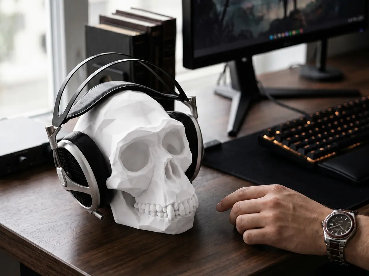 Billede 3 - Abe kranie headset holder - Stativ til hovedtelefo