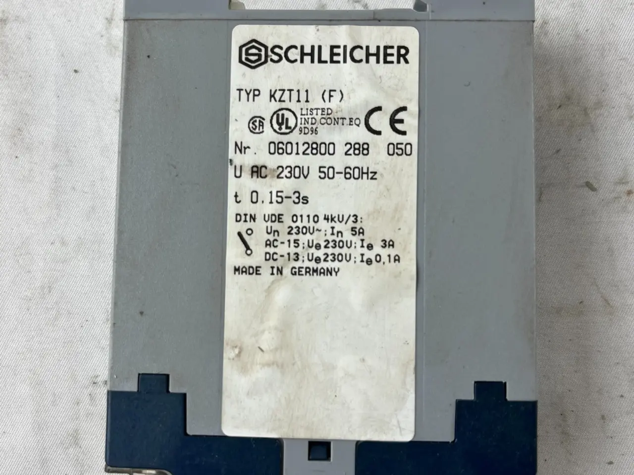 Billede 6 - Schleicher KZT11 Timer relæ 230VAC 0.15-3s Time