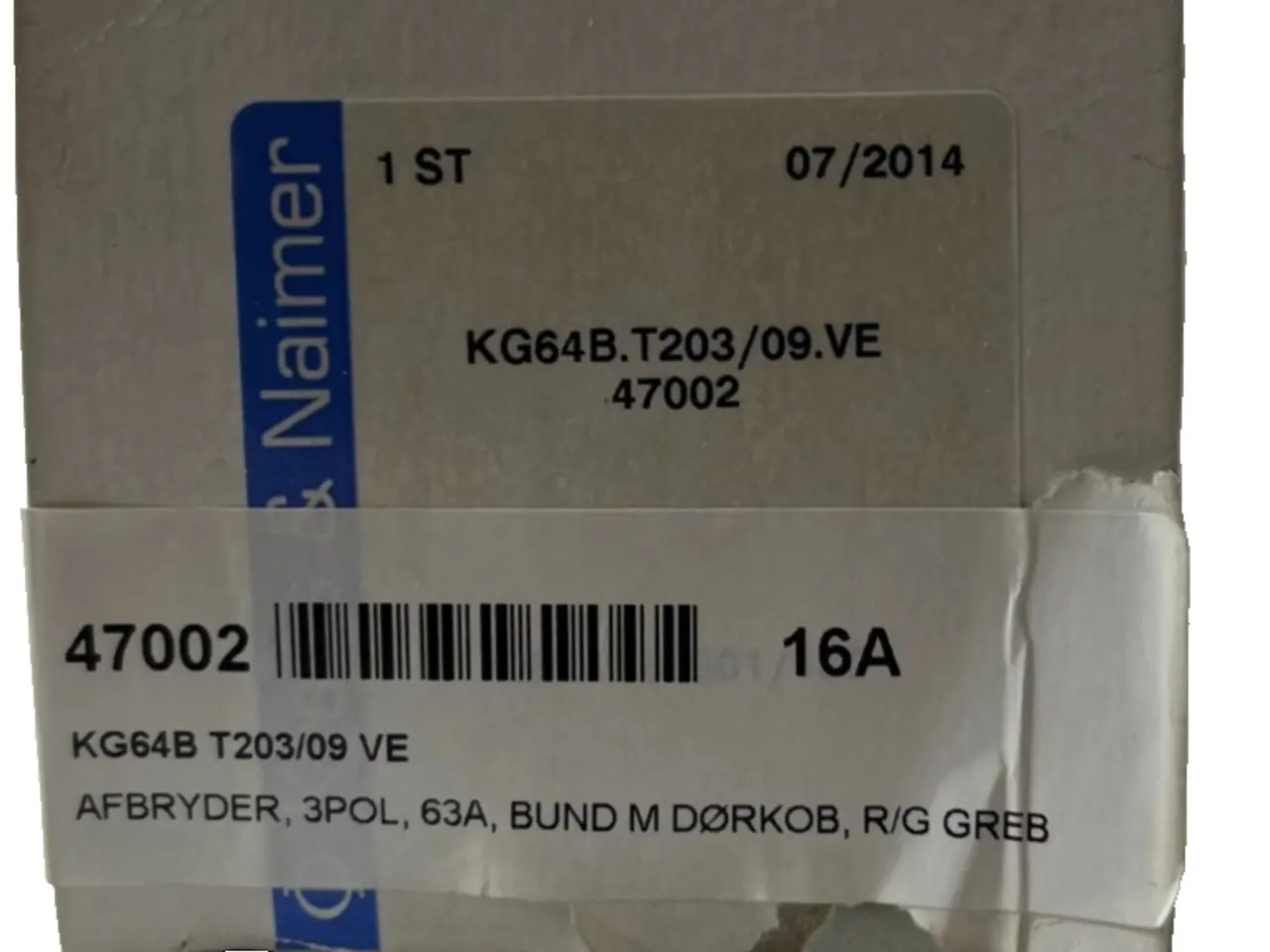 Billede 1 - Kraus Naimer KG64B T203/09 VE 63A 3-Pole Isolator