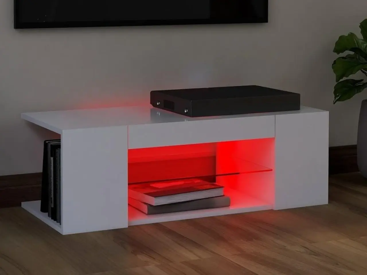 Billede 5 - Tv-skab med LED-lys 90x39x30 cm hvid