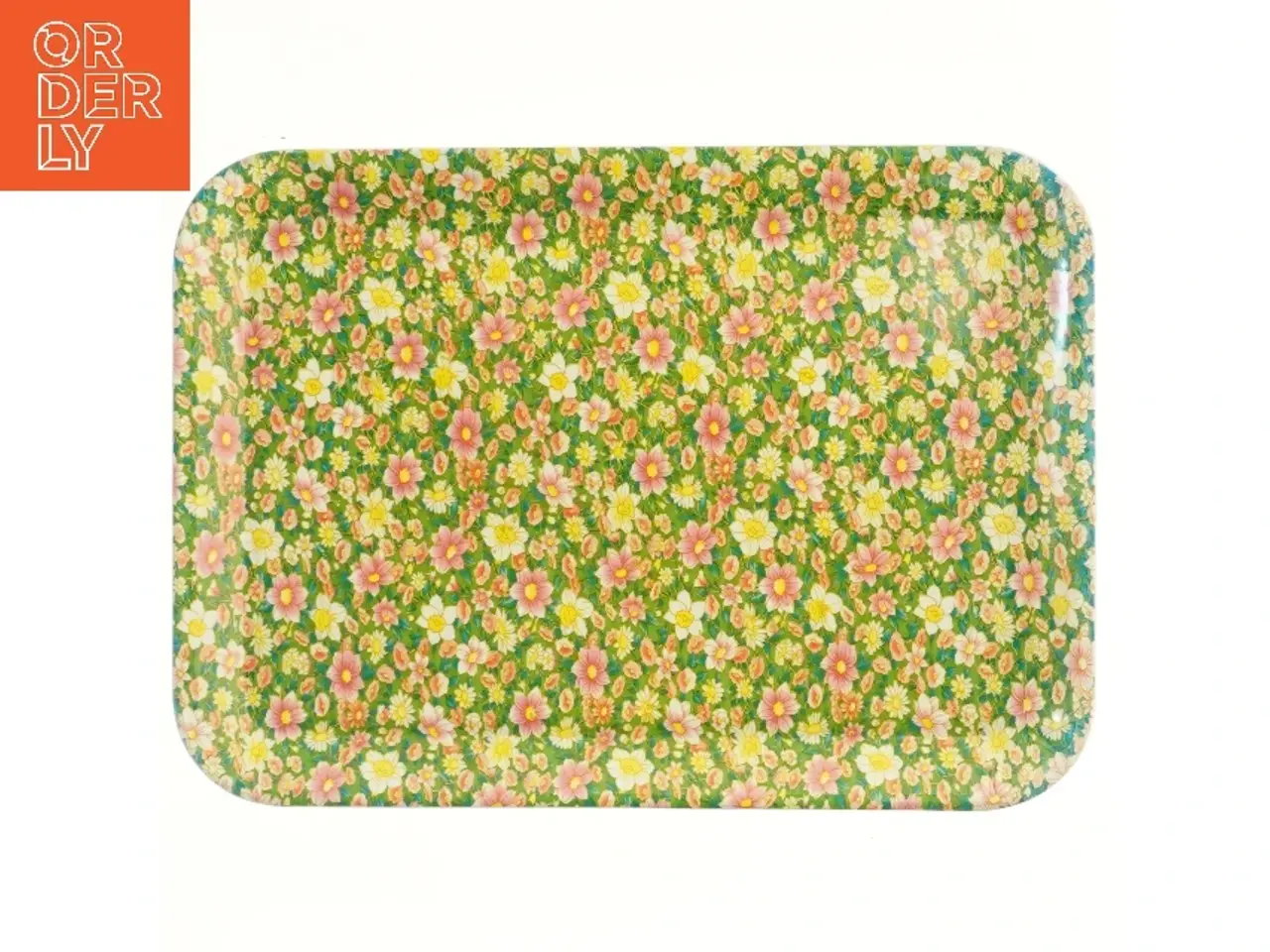 Billede 1 - Serveringsbakke med blomstermønster (str. 42x30 cm)