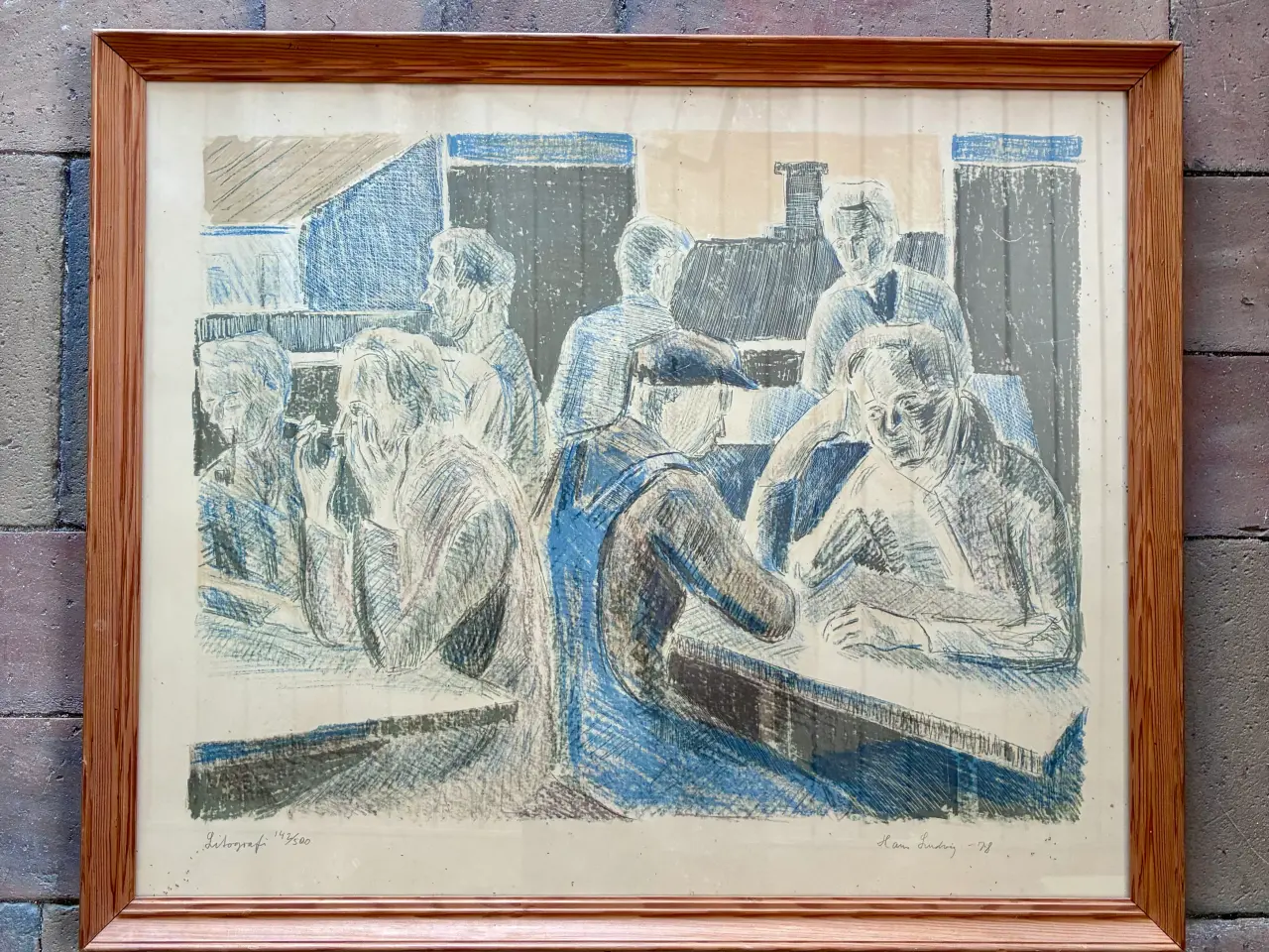 Billede 1 - Hans Ludvig (f:1932) signeret litografi interiør,