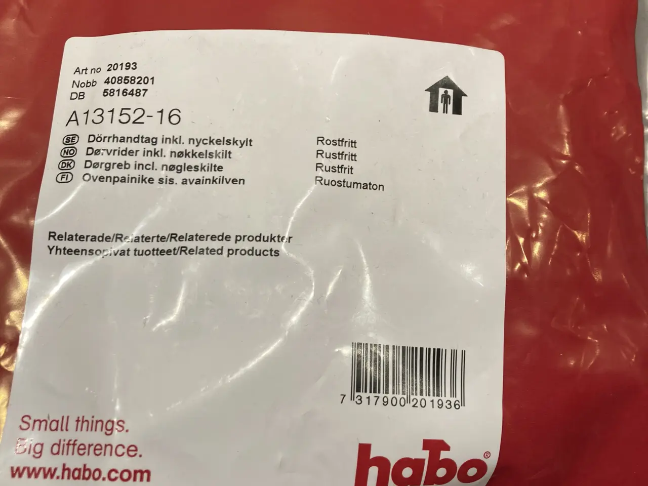 Billede 3 - Dørgreb Habo 16 mm rustfri