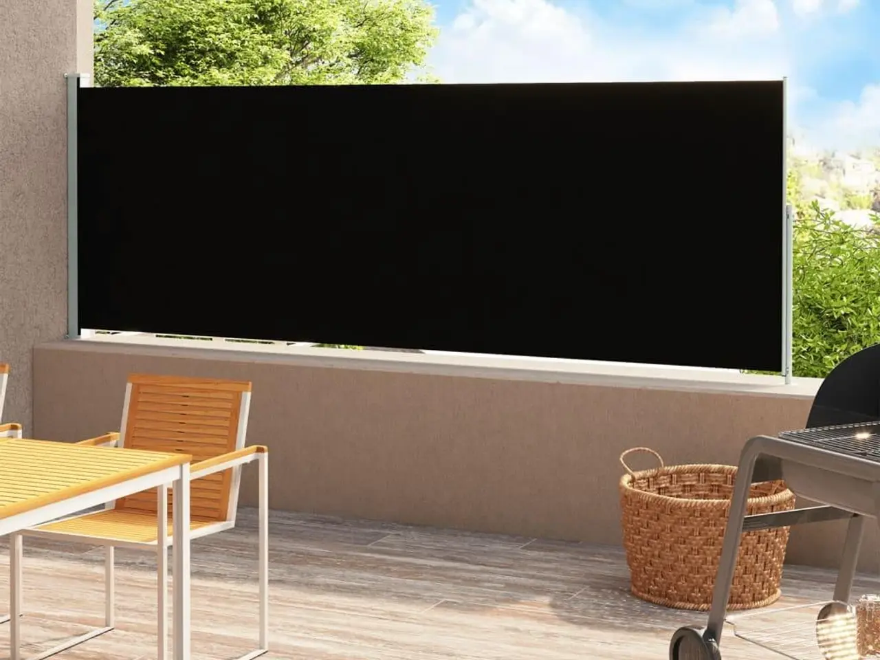 Billede 1 - Sammenrullelig sidemarkise til terrassen 180x500 cm sort