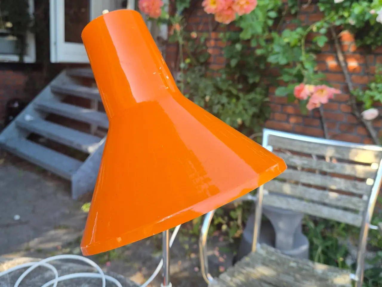 Billede 5 - Orange arkitektlampe på stander af krom 