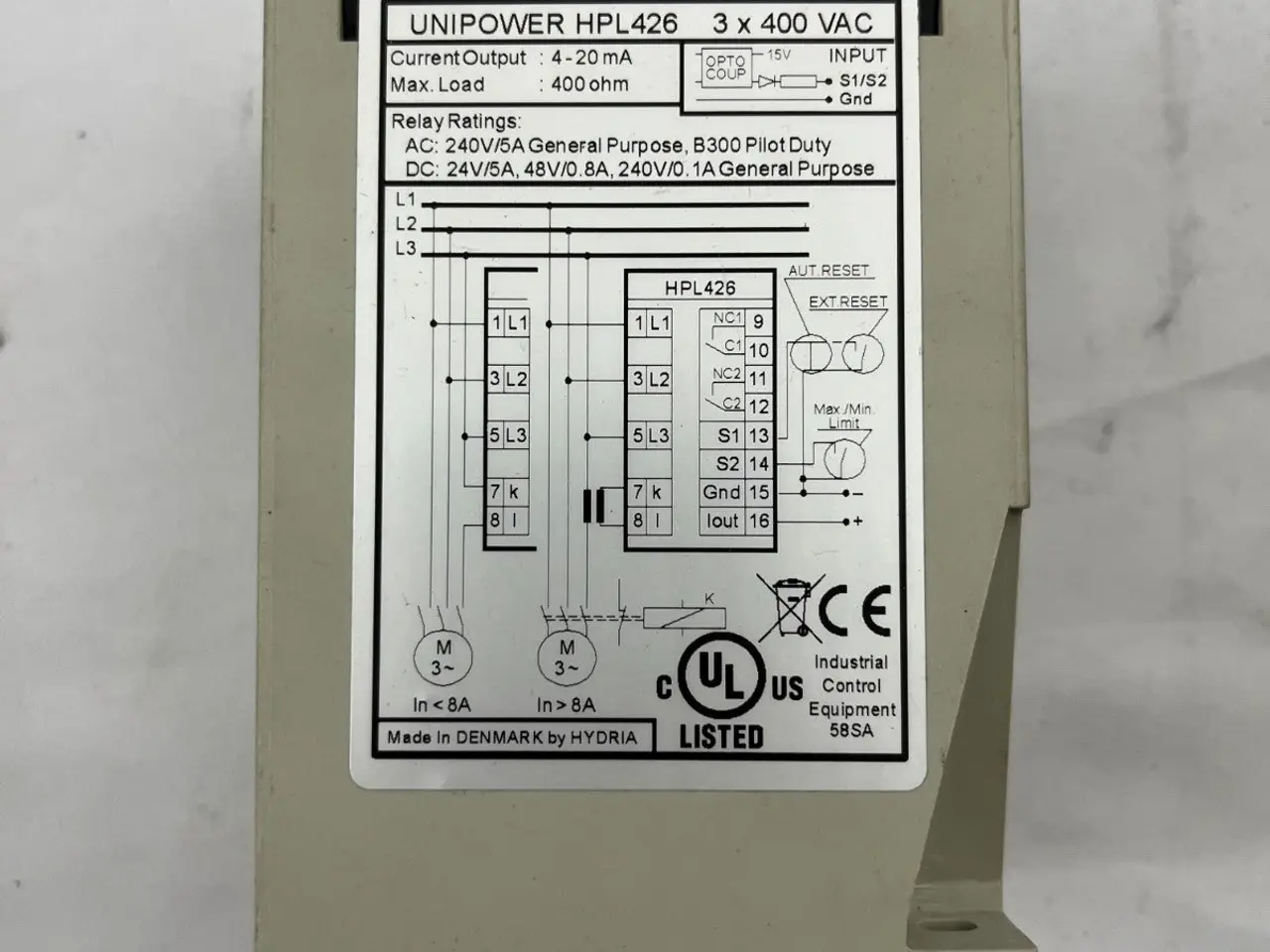 Billede 6 - Unipower HPL426 Motor Protection relæ 3x400V AC