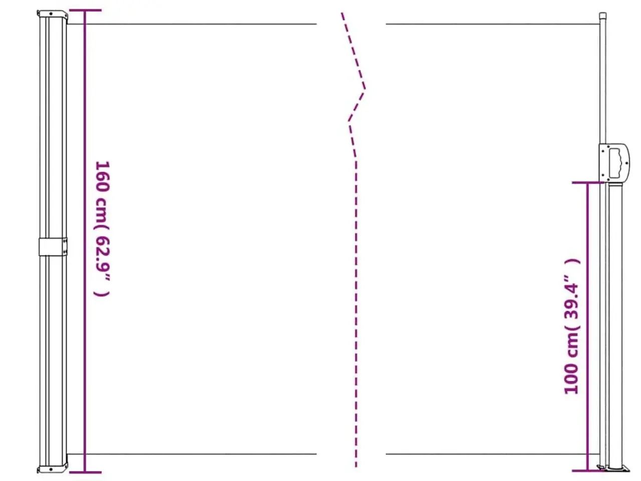 Billede 10 - Sidemarkise 160 × 500 cm - sammenrullelig, antracitgrå