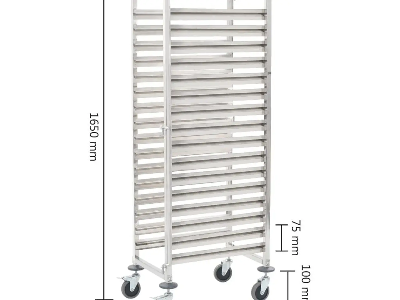 Billede 6 - Køkkenvogn til 16 bakker - rustfrit stål 38 × 55 × 163 cm
