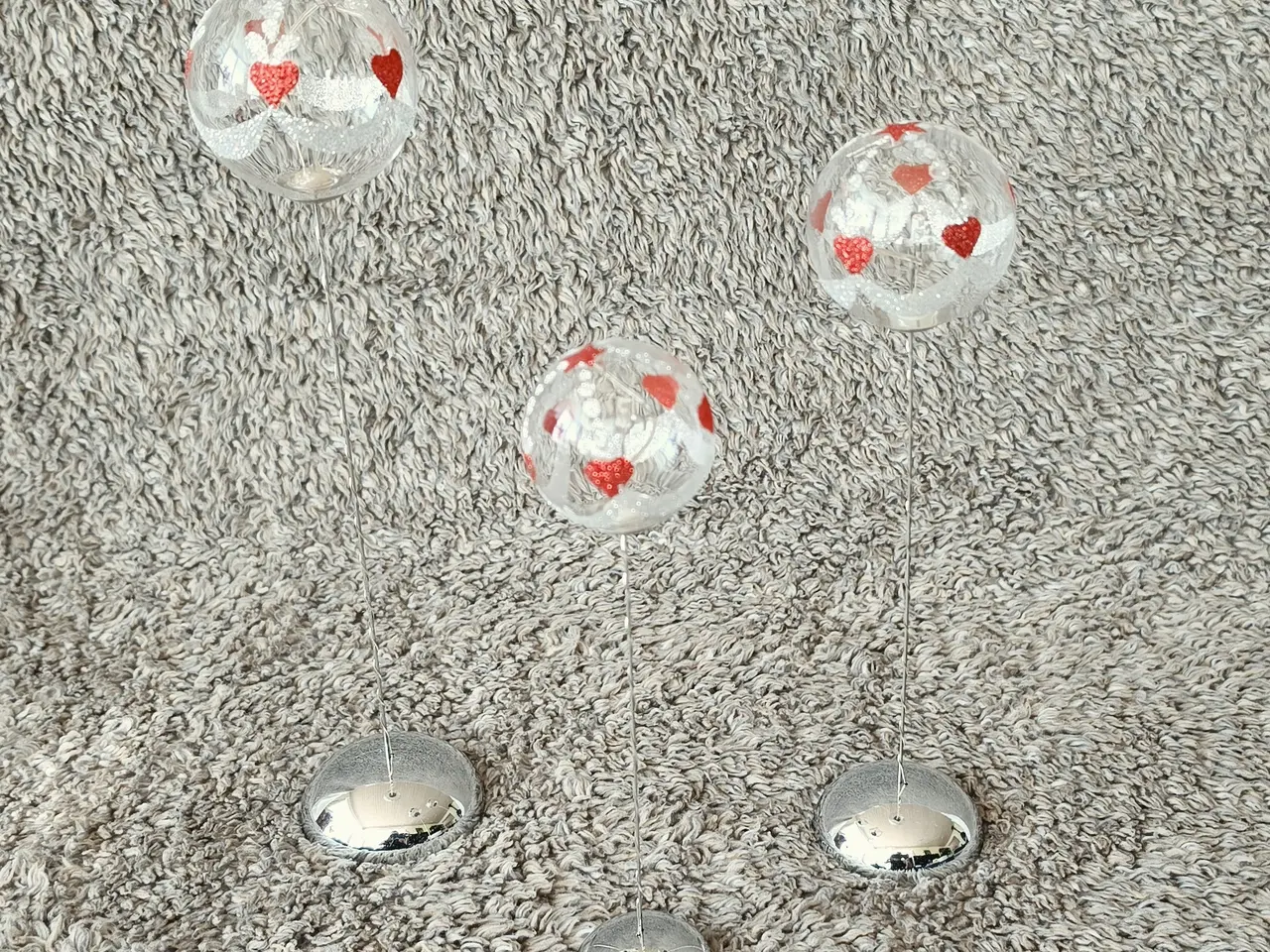 Billede 1 - Sirius Hearts – 3 LED-glaskugler på fod, i original æske