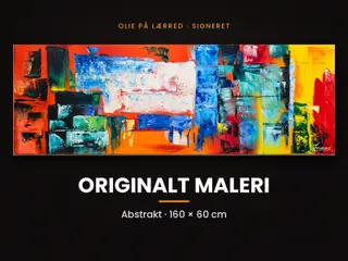 Stort abstrakt oliemaleri – 160 × 60 cm, signeret