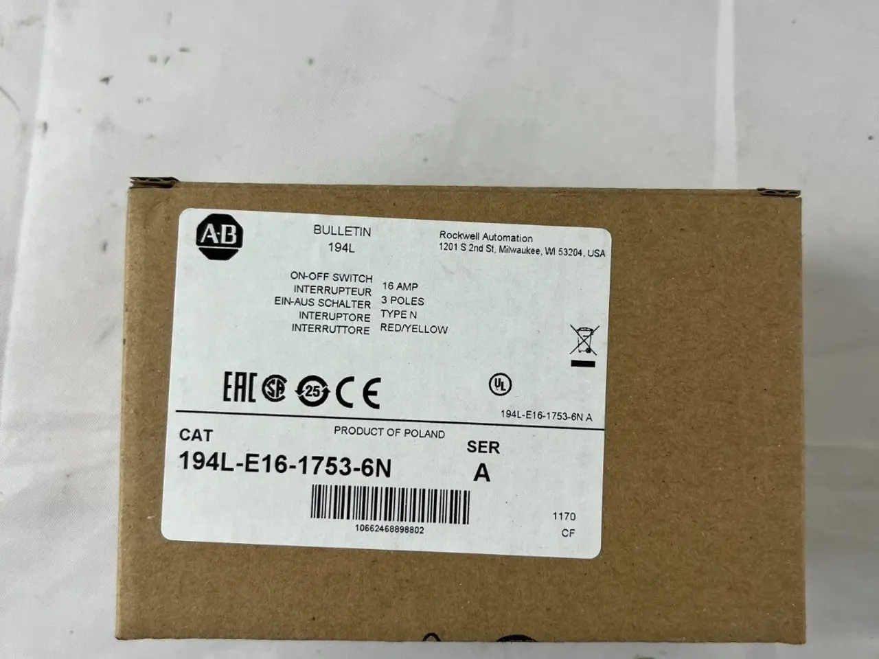 Billede 4 - Allen‑Bradley 194L‑E16‑1753‑6N Load kontakt 16 A