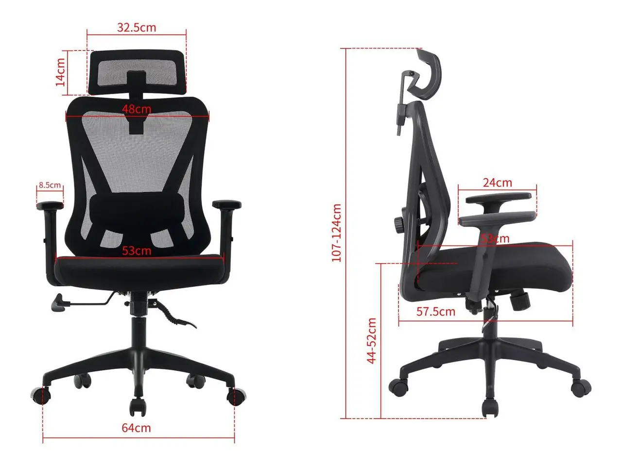 Billede 16 - Activejet T5 ergonomisk kontorstol - sort mesh, justerbar