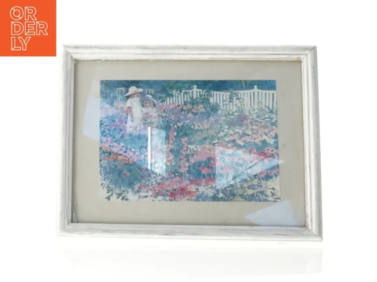 Billede 1 - Indrammet billede med have motiv (str. 27 x 21 cm)