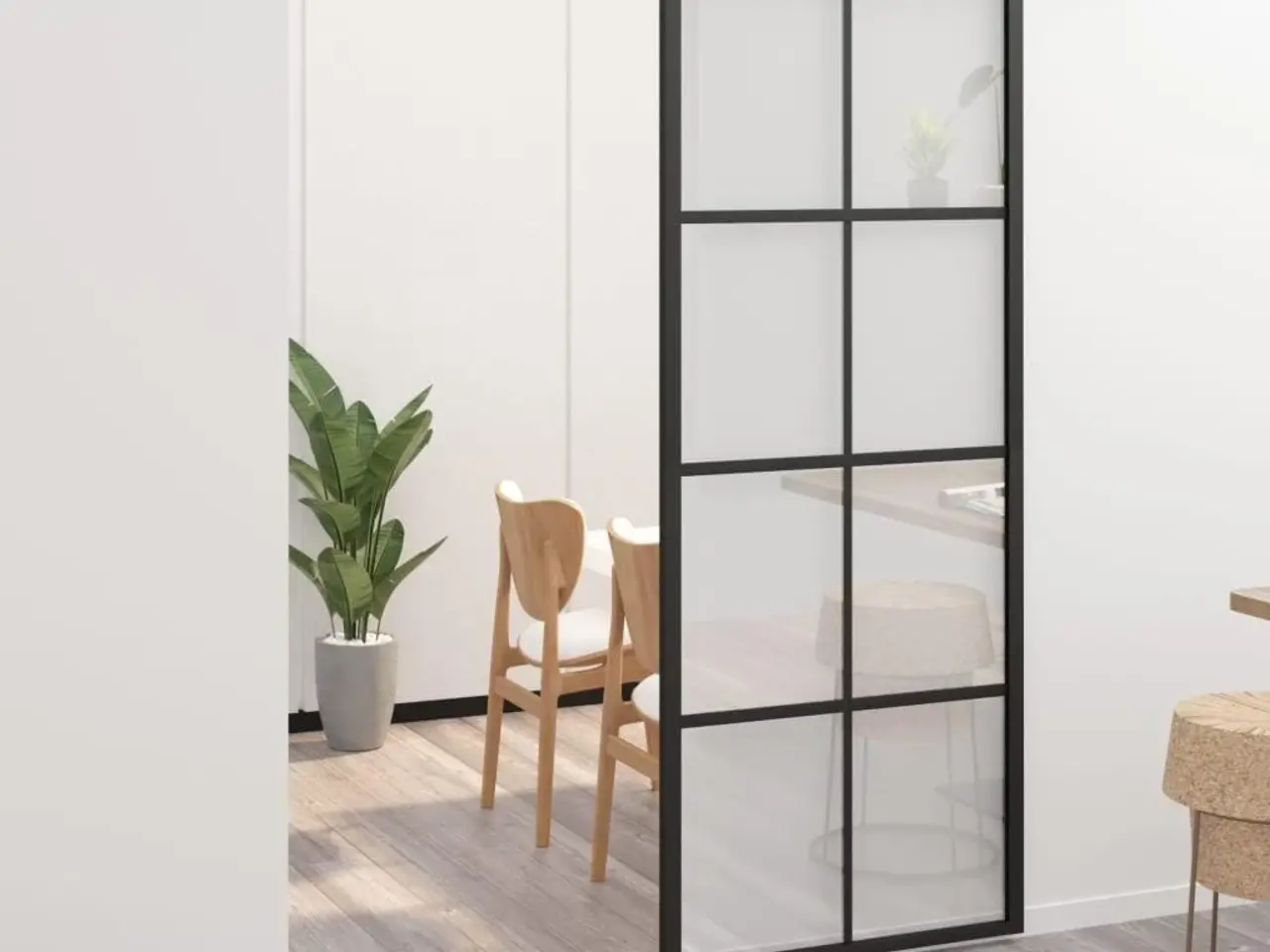 Billede 3 - Skydedør 76x205 cm aluminium og sikkerhedsglas sort