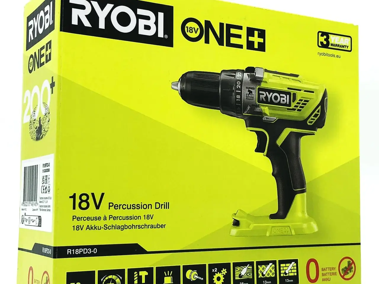 Billede 1 - Ryobi ONE+ R18PD3-0 18 V slagboremaskine og bore-/skruemaskine - uden batteri og oplader