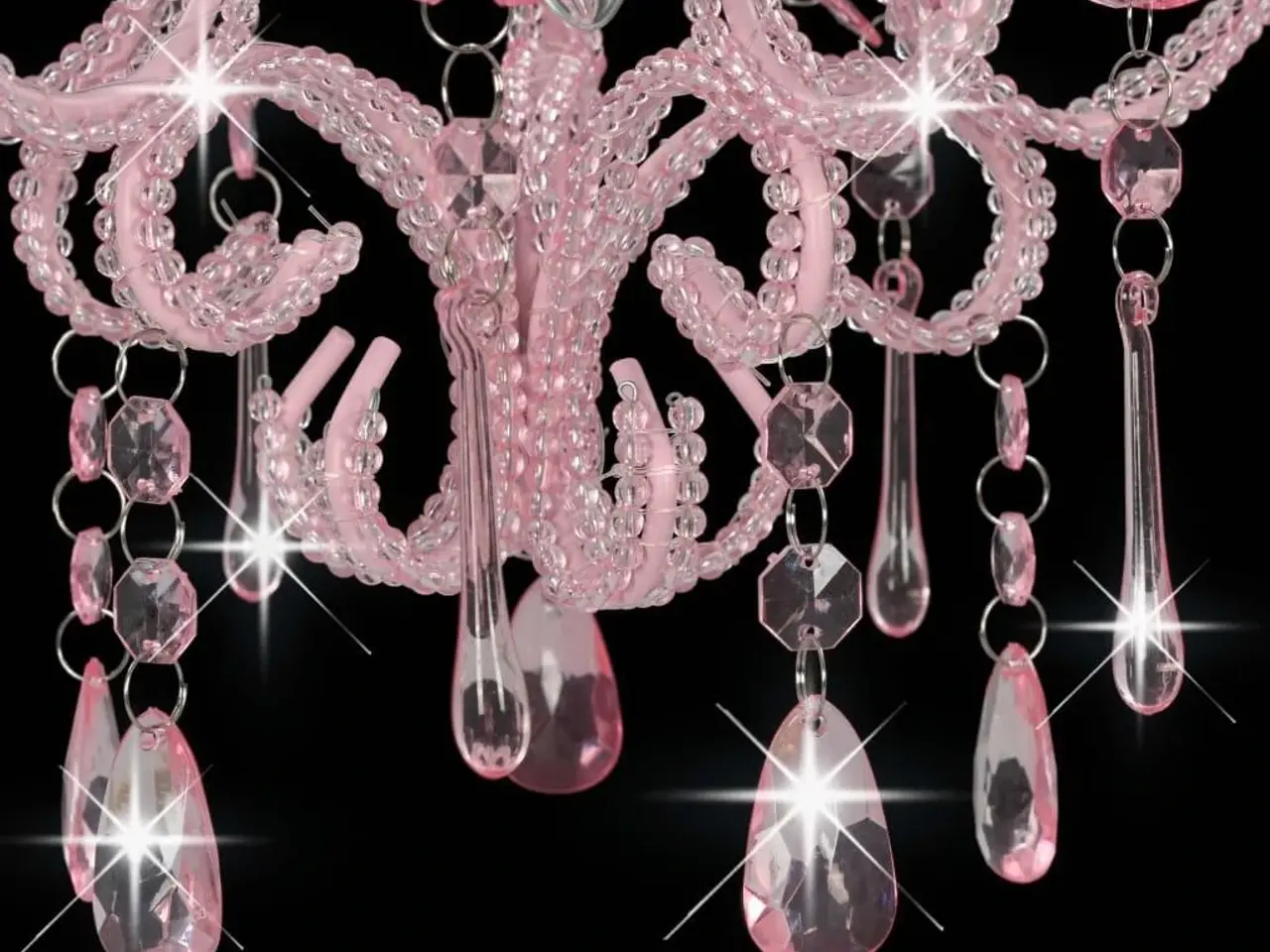 Billede 5 - Loftlampe med perler - rund E14, pink