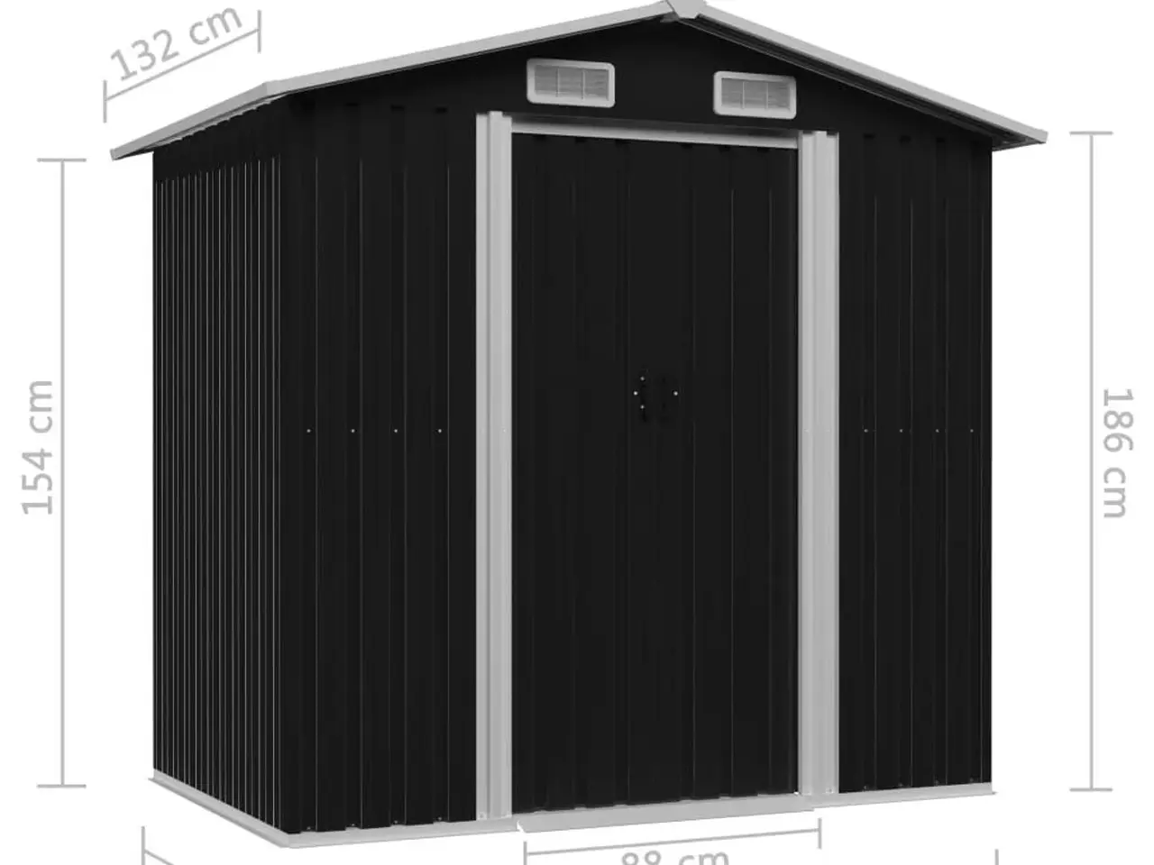 Billede 8 - Redskabsskur i galvaniseret stål 204 x 132 x 186 cm - antracitgrå