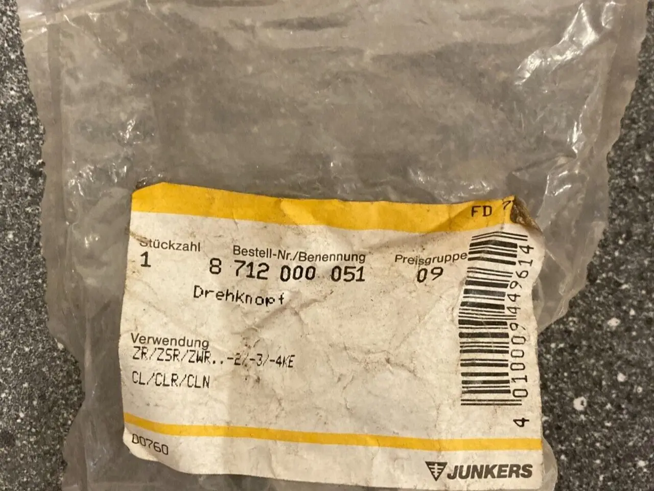 Billede 1 - Junkers Bosch Boiler Rotary Knob PN: 8712000051 -