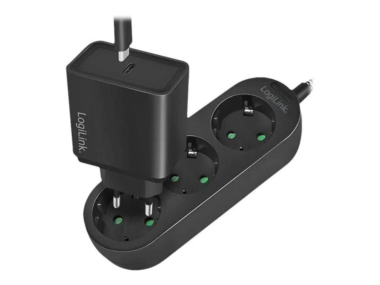 Billede 2 - Stikdåse 3?udtag 16 A, LogiLink - sort, 1,5 m