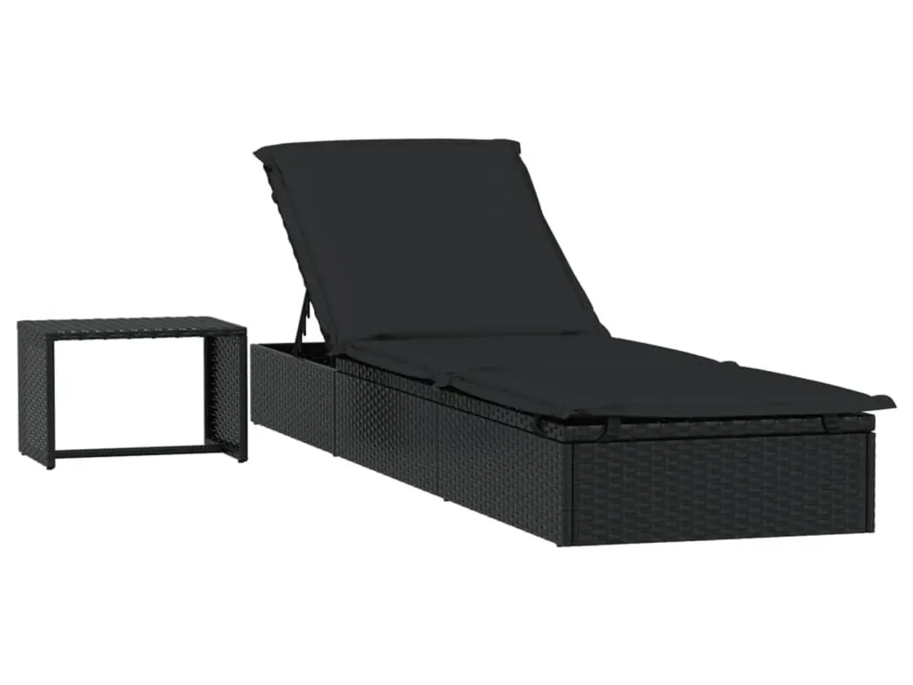 Billede 2 - Liggestol med bord i polyrattan - sort