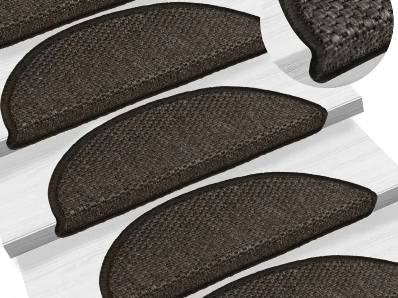 Billede 1 - Selvklæbende trappemåtter 15 stk. 56x17x3cm sisal-look antracit