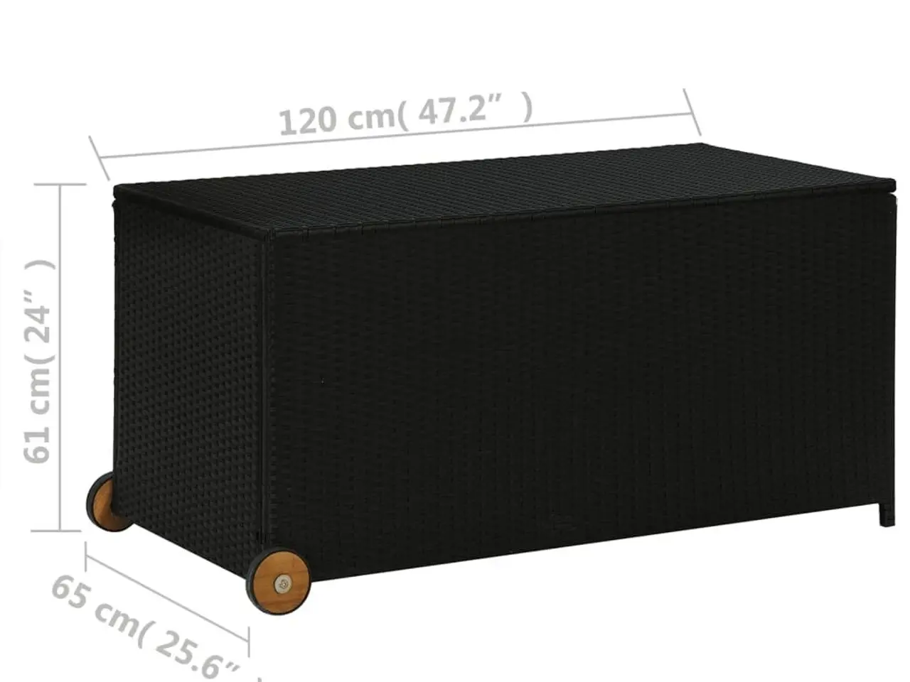 Billede 8 - Opbevaringskasse til haven 120 × 65 × 61 cm i sort polyrattan med hjul