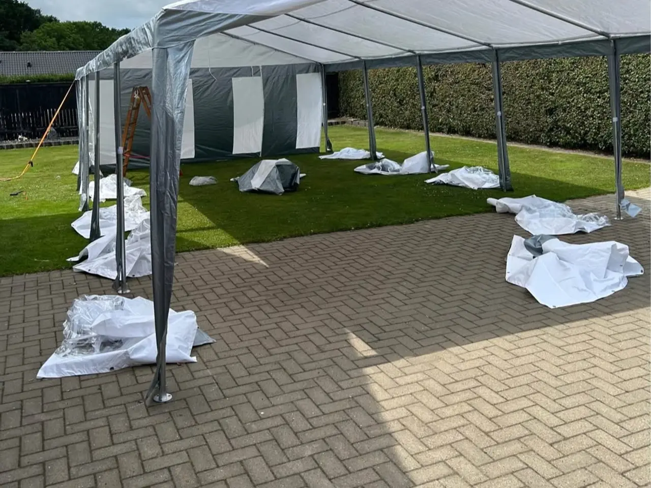 Billede 4 - Partytelt, 5x10 m, PE 450-teltdug, Grå-hvid Flex