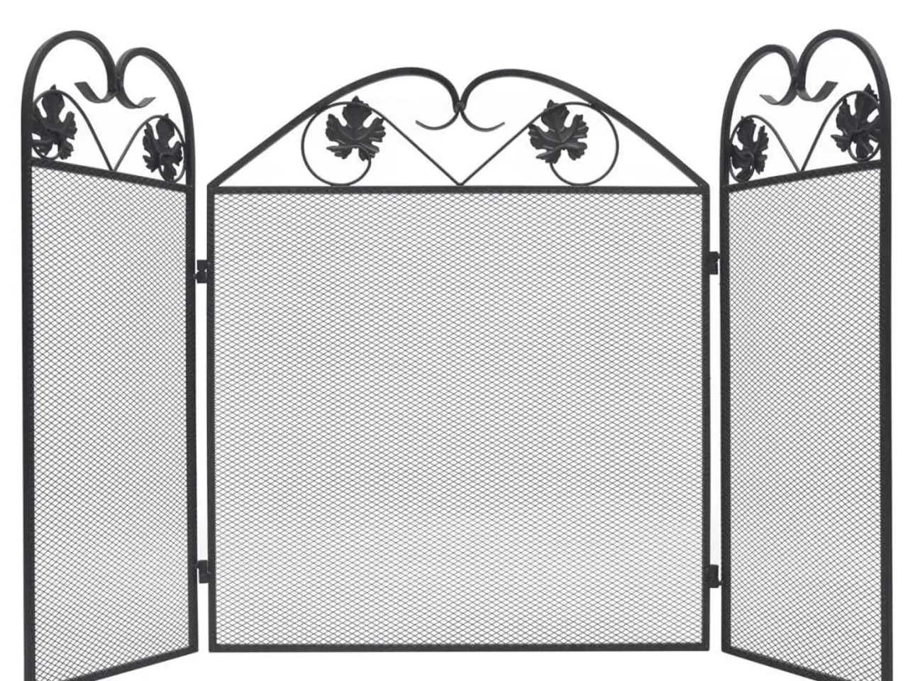 Billede 1 - Pejseskærm med 3 paneler i jern - sort, 102 × 61 cm