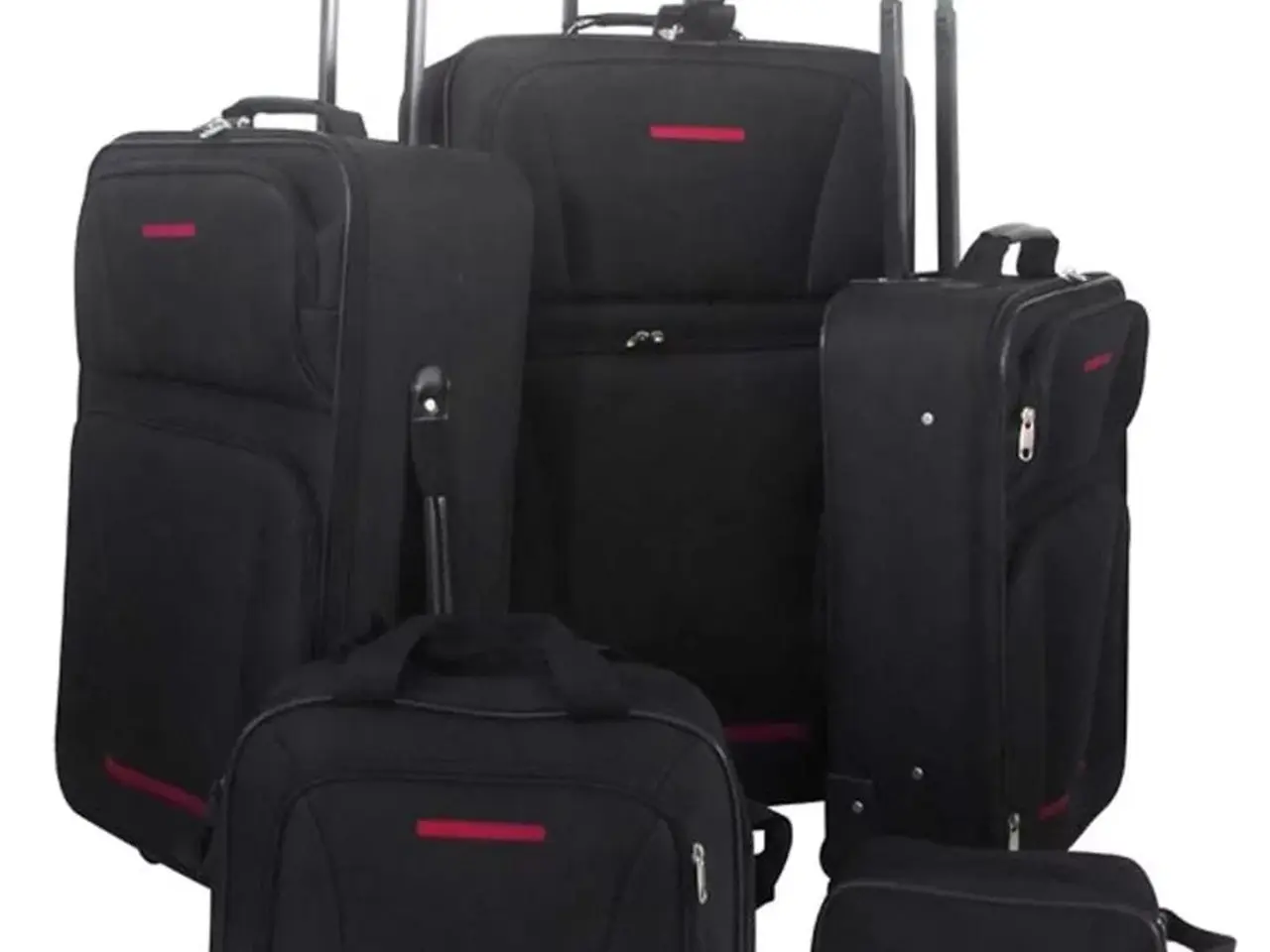 Billede 1 - Kuffertsæt i 5 dele - sort, trolley og rejsetasker