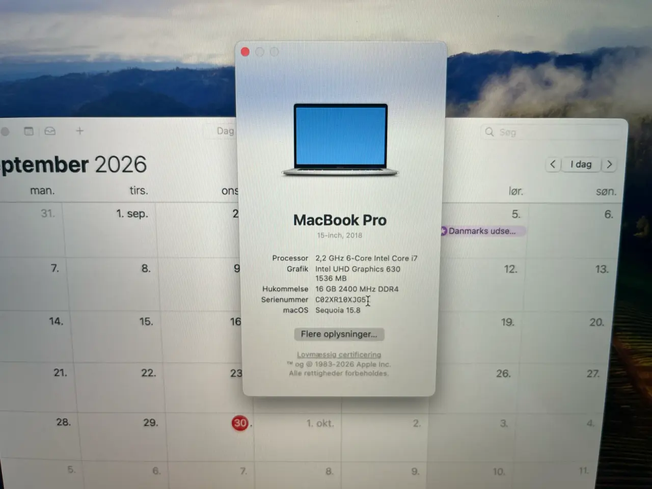 Billede 5 - MacBook Pro 15" 2018 Touch Bar - i7 - 16 GB RAM