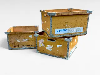 Vintage plyfa-kasser / industrikasser