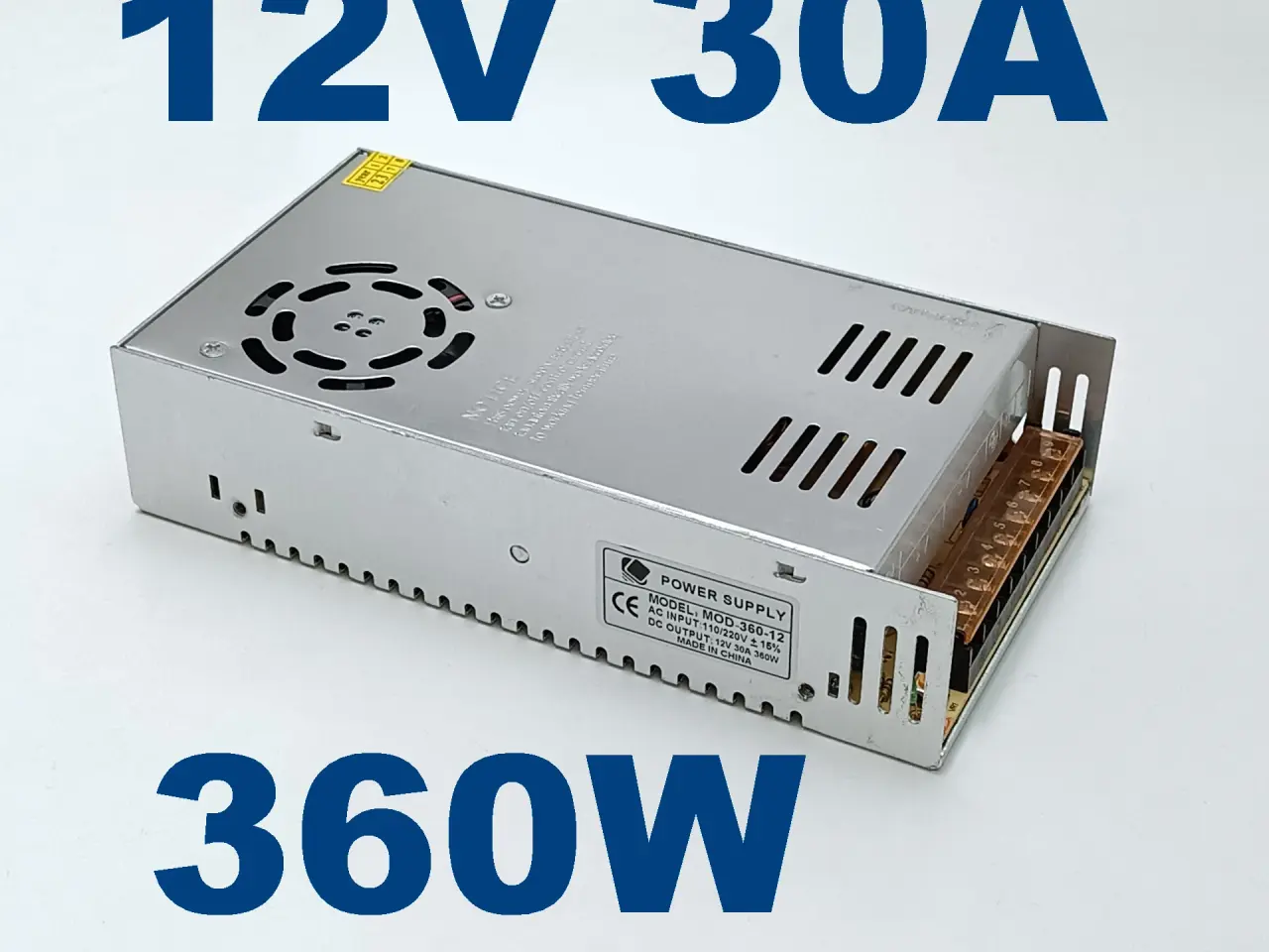 Billede 1 - NY! 12V 30A 360W Modulær Strømforsyning + Blæser