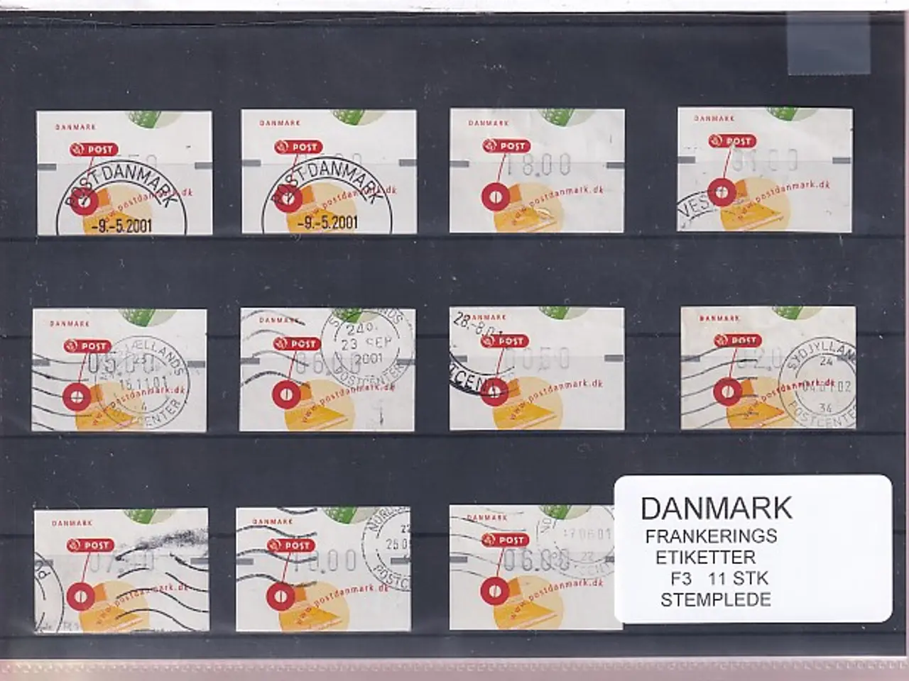 Billede 1 - Danmark - Frankeringsetiketter F 3 - 11 Stk. Stemplede