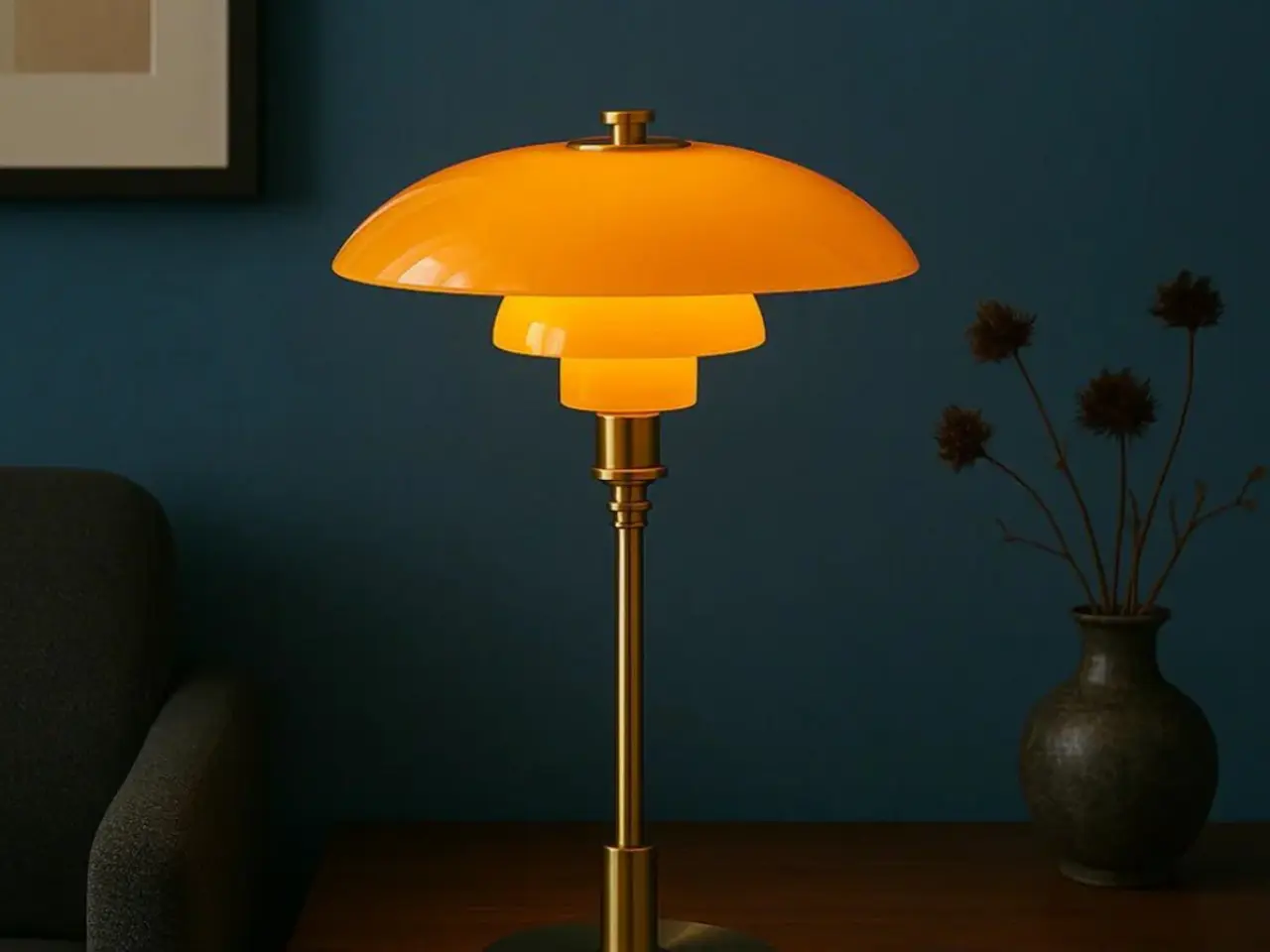 Billede 4 - Bordlampe med glasskærm