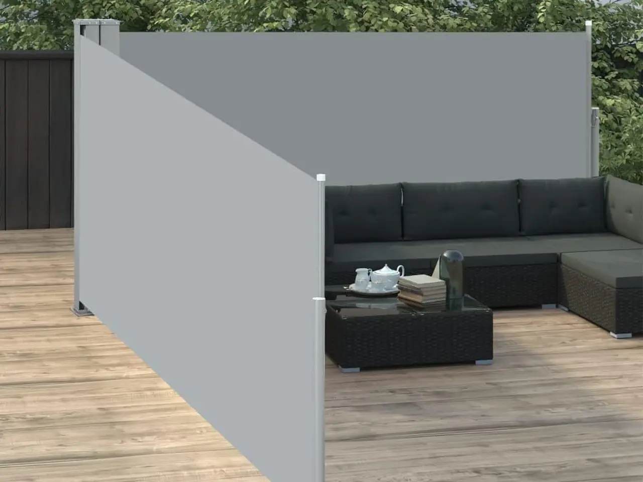 Billede 3 - Sammenrullelig sidemarkise 120 × 1.000 cm - antracitgrå