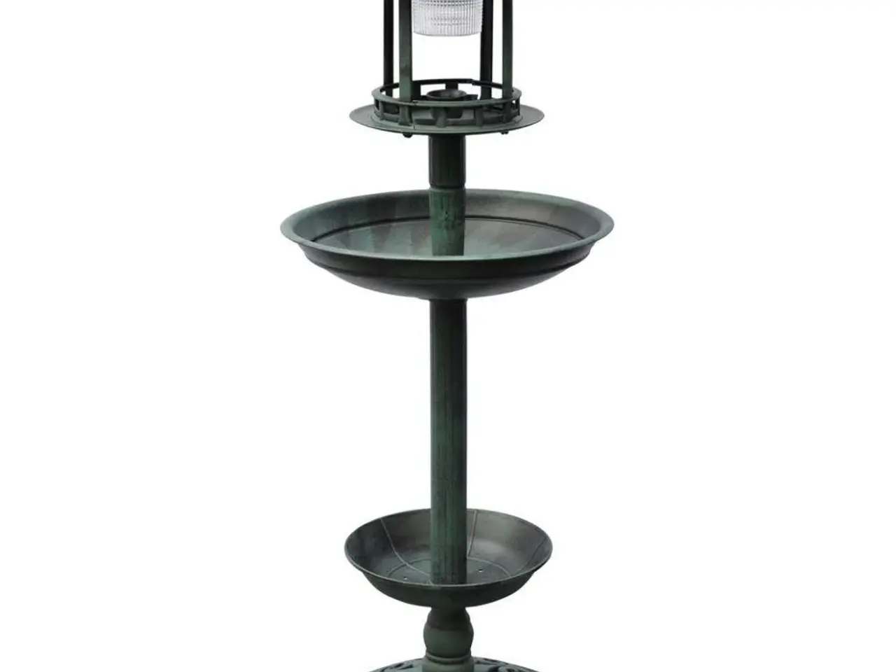 Billede 1 - Fuglebad med foderbræt og solcellelampe - grøn, 39 × 97 cm