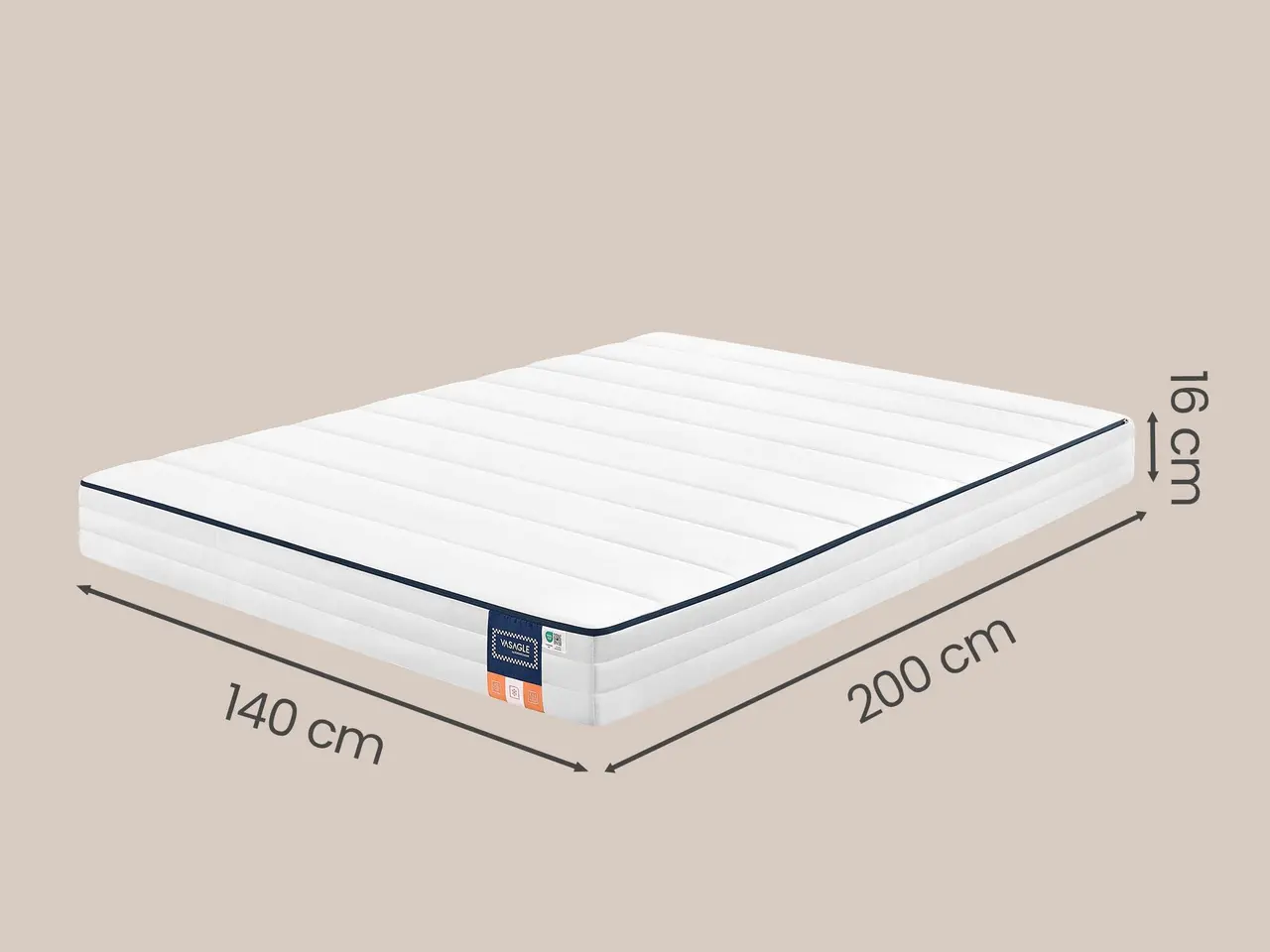 Billede 3 - Madras i gel-memoryskum 140 x 200 cm H3 - RMZ114W101