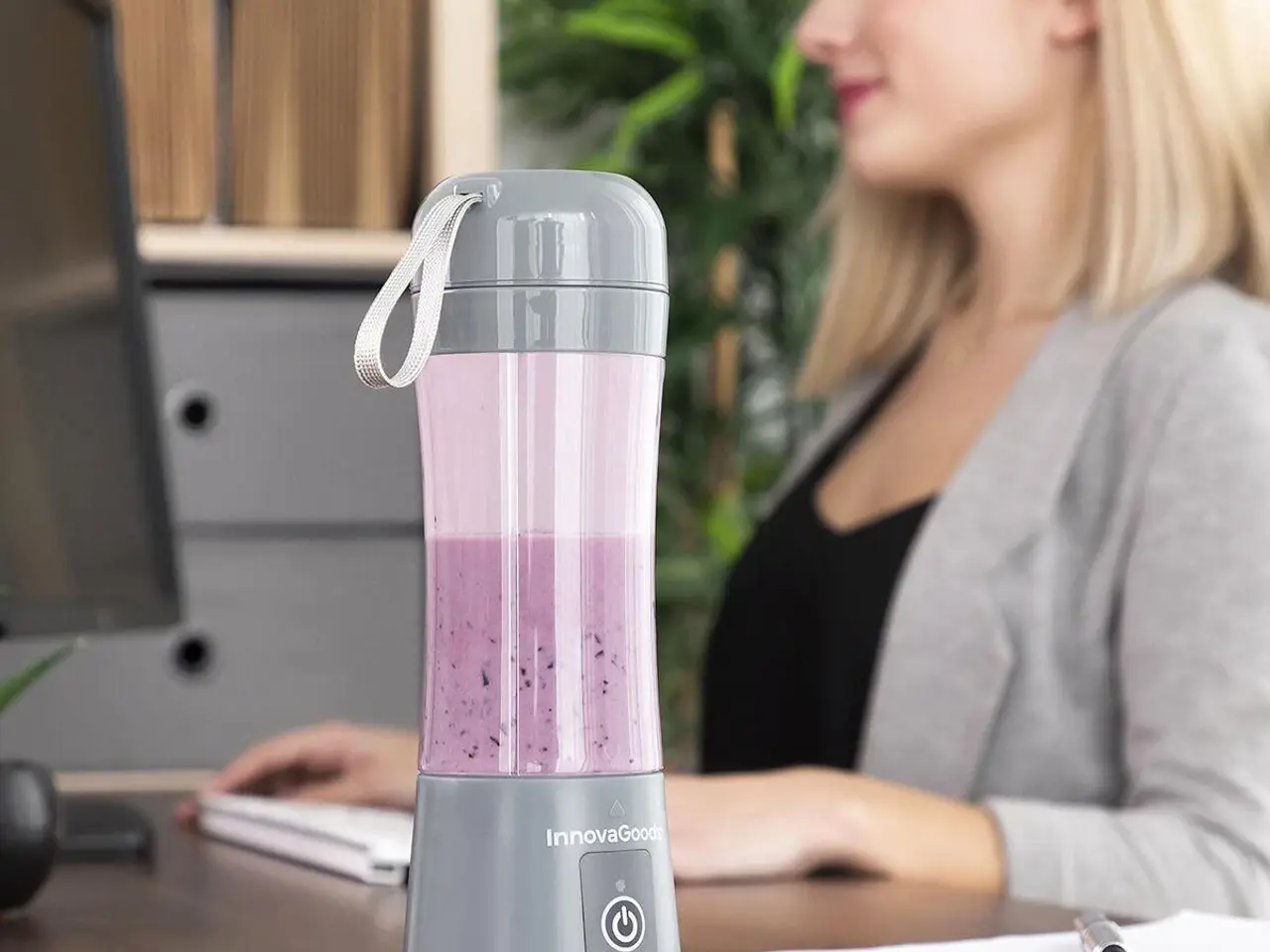 Billede 3 - Shakuit bærbar genopladelig glasblender 380 ml - grå