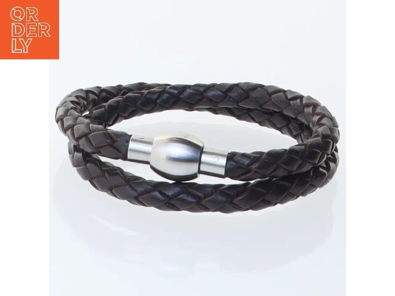 Billede 2 - Flettet læderarmbånd (str. 41,5. cm)