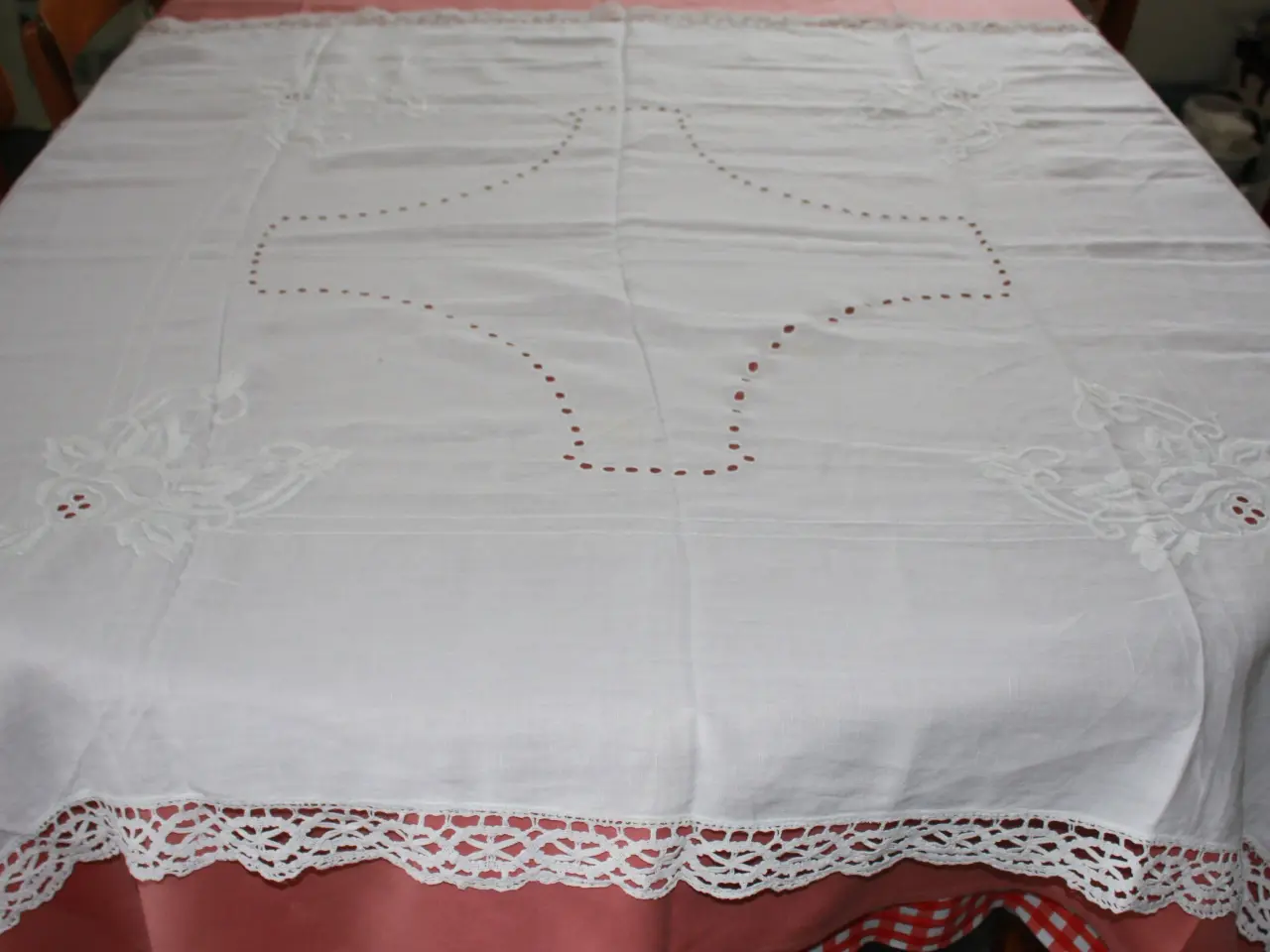 Billede 1 - hvid dug, 120 x 123 cm
