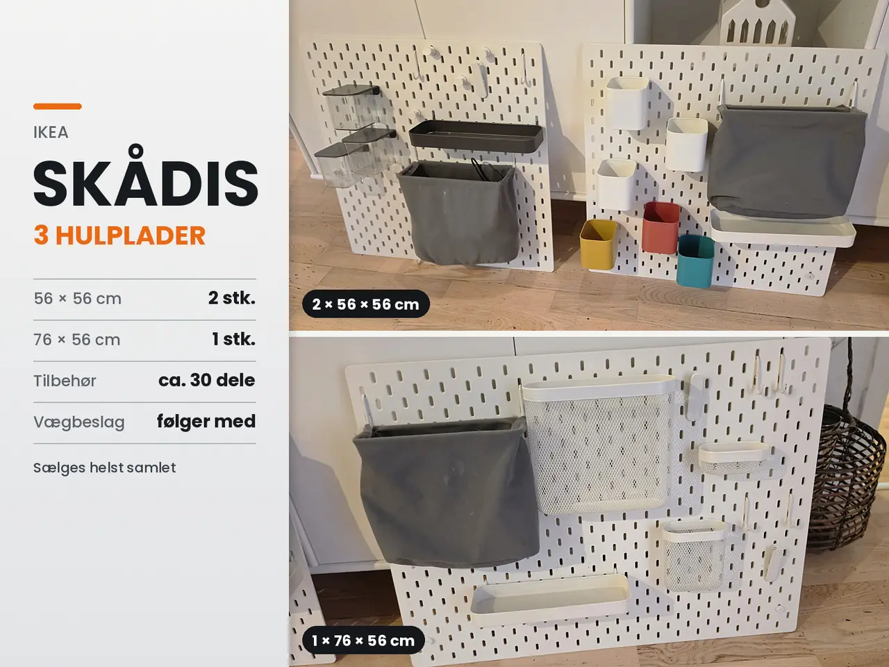 Billede 1 - IKEA SKÅDIS hulplader + masser af tilbehør – 3 stk