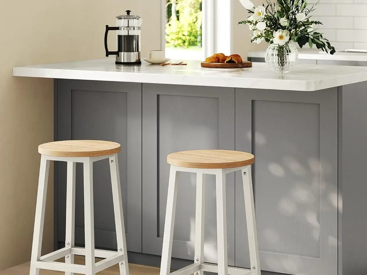 Billede 2 - Barstole 2 stk. med fodstøtte LBC032W09 - 65 cm
