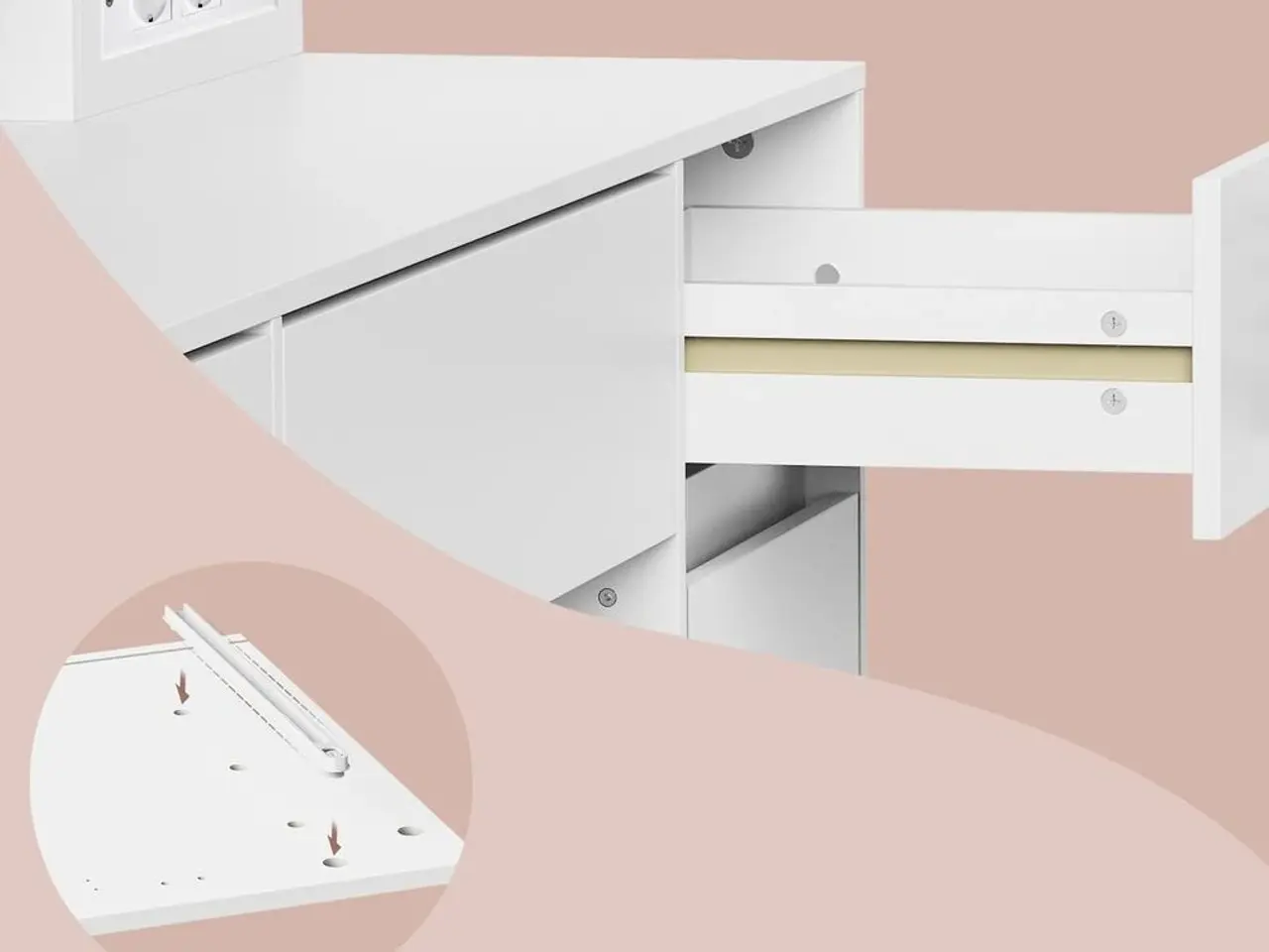 Billede 7 - Toiletbord med spejl og LED-lys - hvid