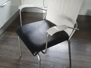 6 stk hvid højglans spisebords stole med armlæn