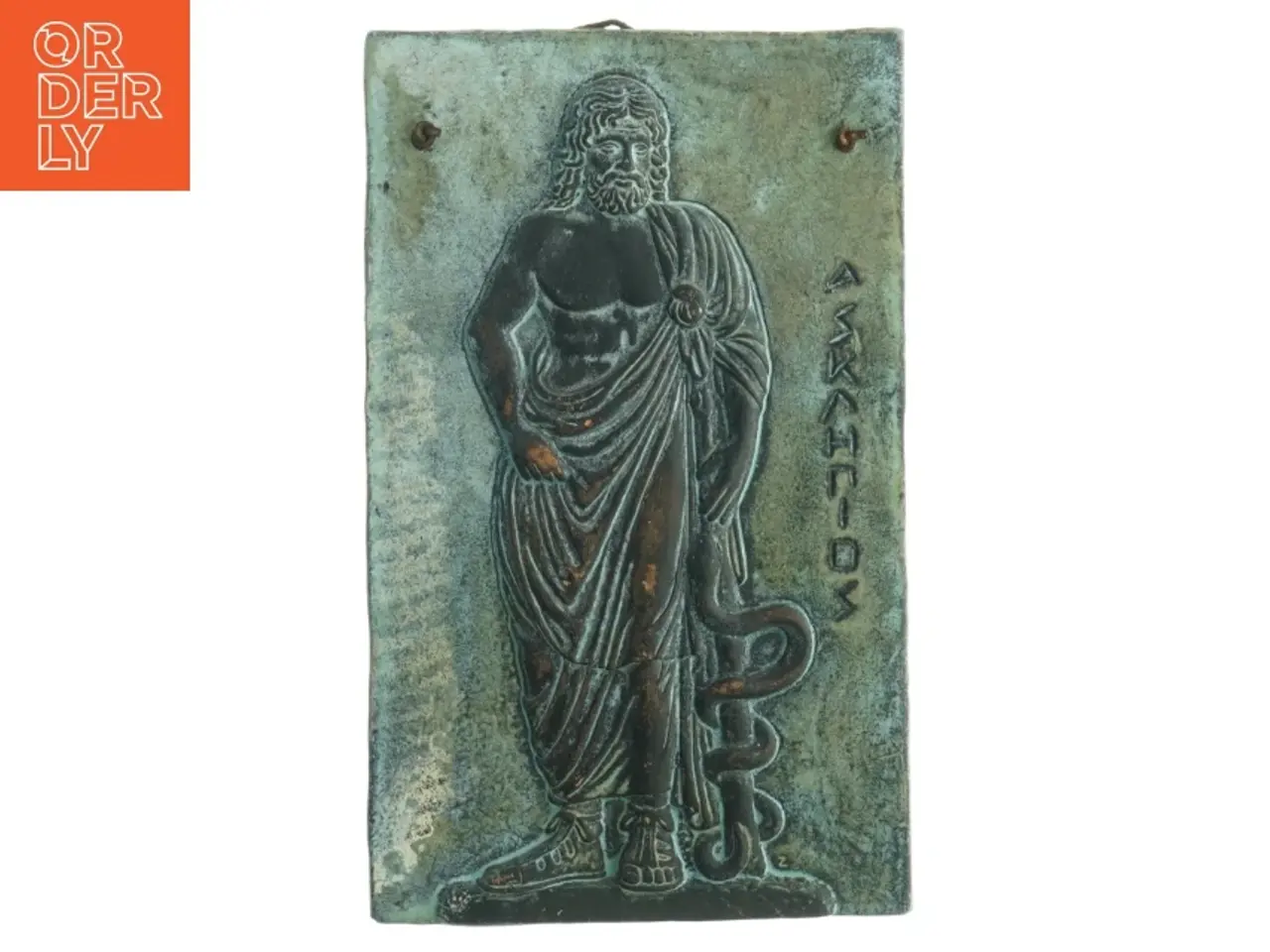 Billede 1 - Antik Bronze flise med relief (str. 24 x. 15 cm)