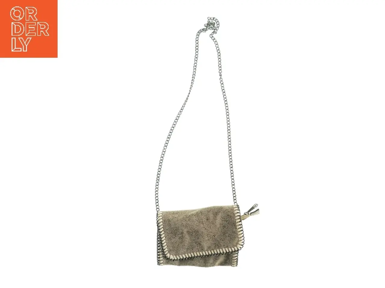 Billede 1 - Lille skuldertaske i ruskind med kædestrop (str. 20 x 14 cm)