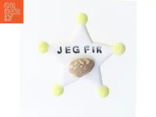 Badge med tekst 'JEG FIK' (str. 7 cm)