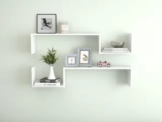 Væghængte hylder 2 stk. 100x15x20 konstrueret træ hvid