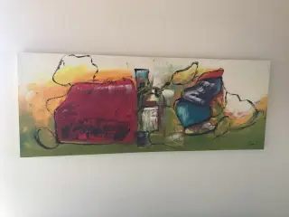 Akrylmaleri - Smuk farverig maleri 130 x 50 cm