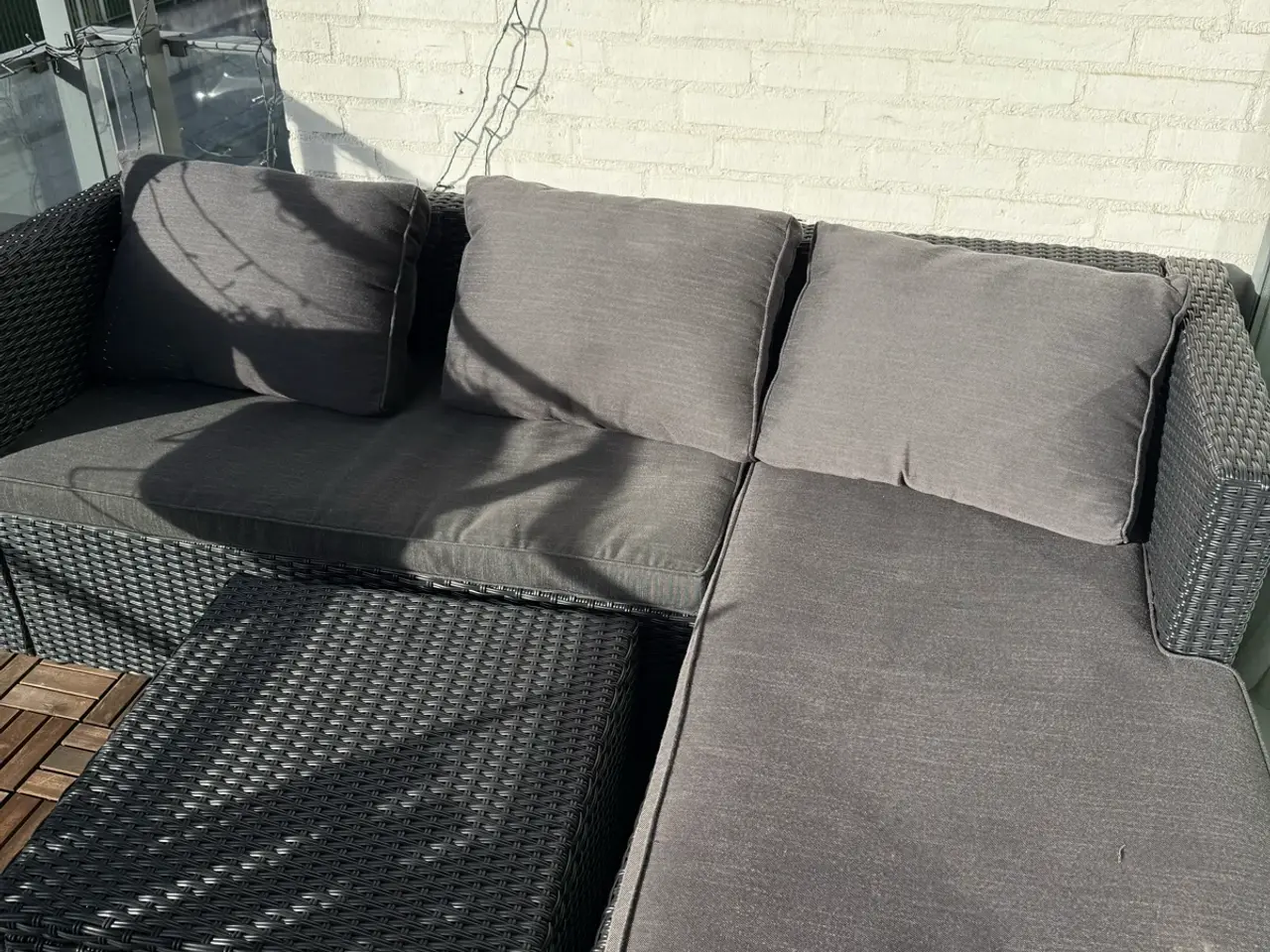 Billede 2 - Lounge hjørnesofa til altan/terrasse med puf, grå